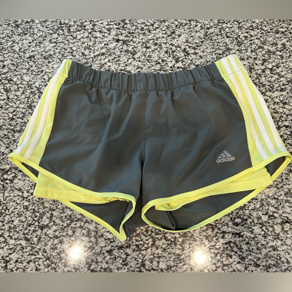 Adidas Gray and Yellow Athletic Shorts